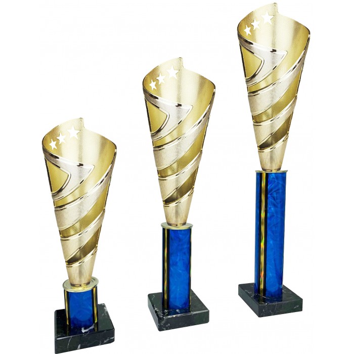 CONICAL CUP TRI COLOUR COLUMN TROPHY